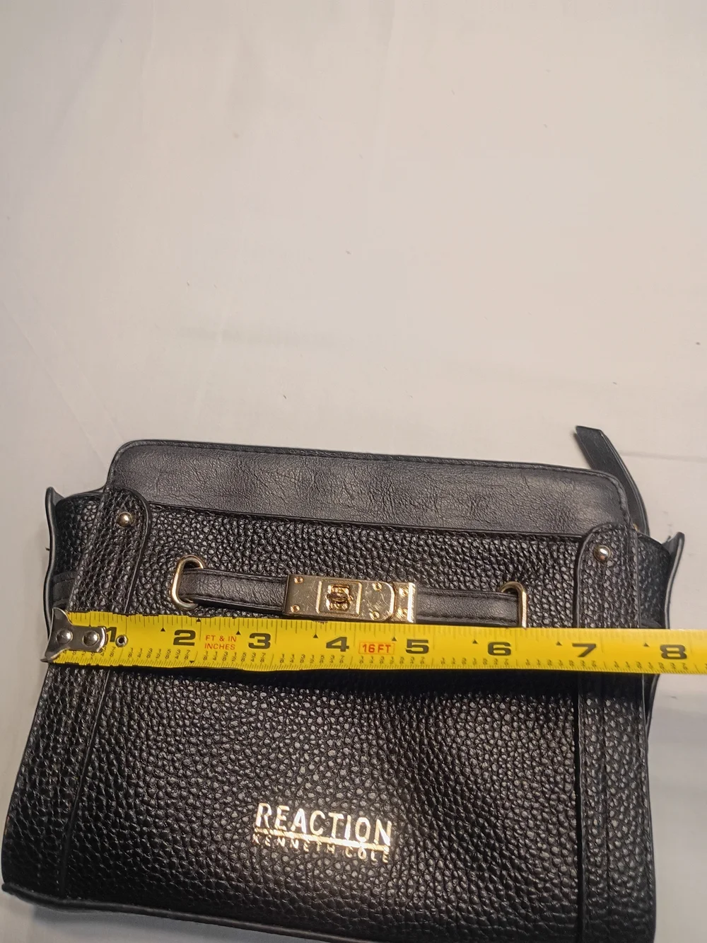 #3019 Kenneth Cole Reaction Black Pebbled Leather Crossbody Bag